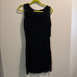 Elegant Black Fringe Dress